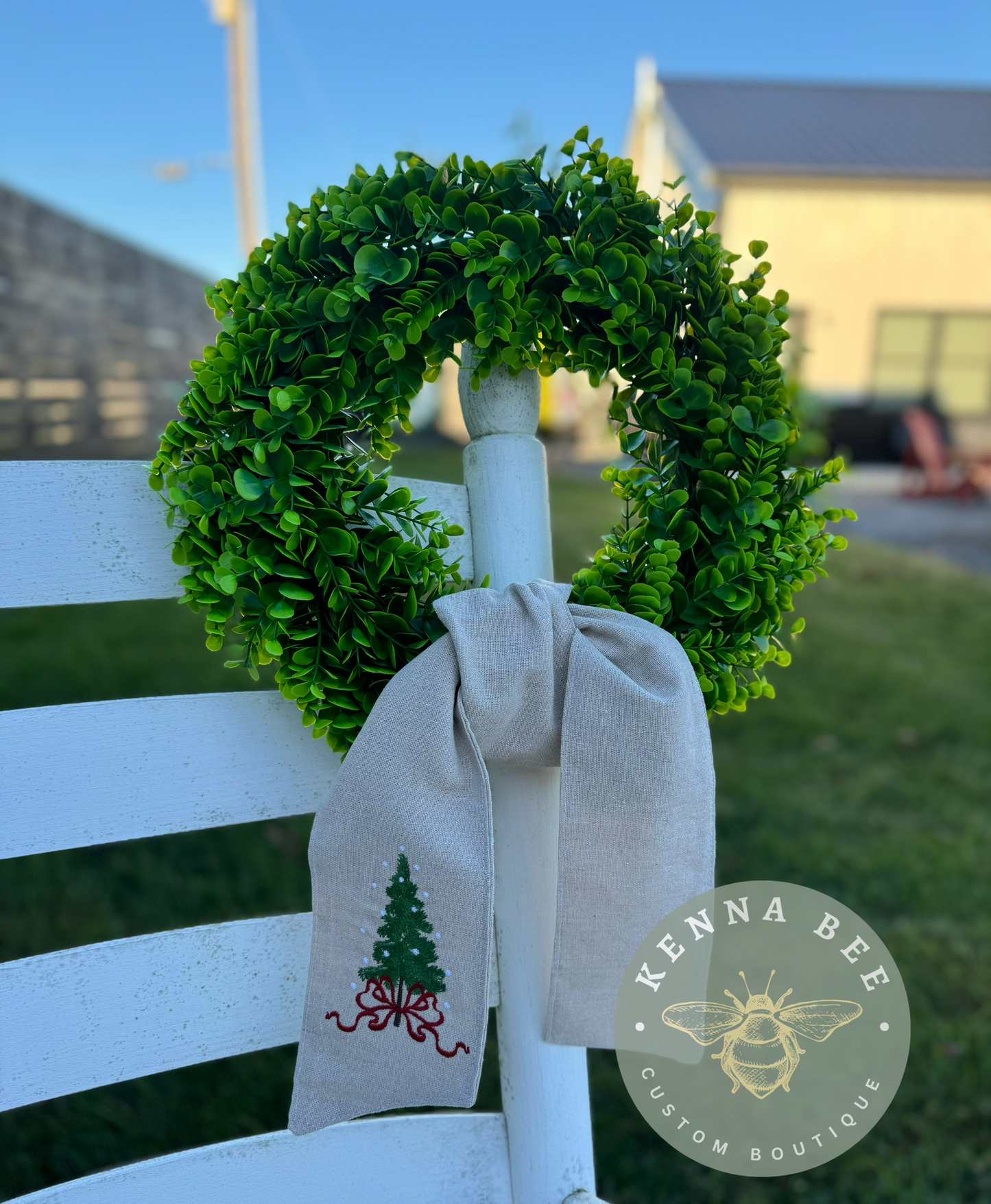 Christmas Tree Wreath Sash